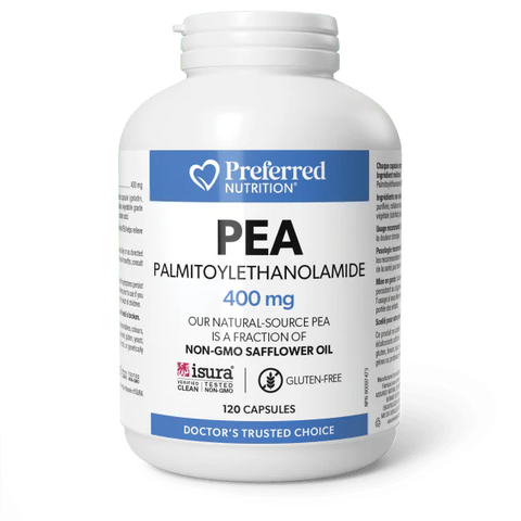 Preferred Nutrition PEA 400 mg is a chronic pain relief formula made from fractionated non-GMO safflower seed oil. 