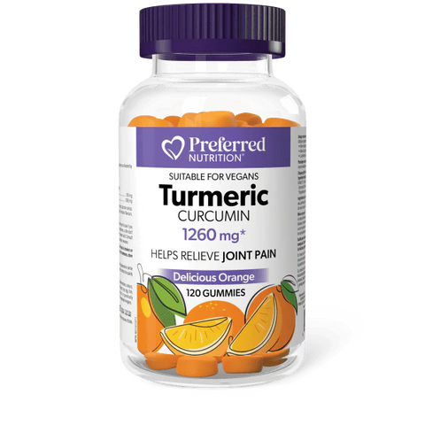 Preferred Nutrition Turmeric Curcumin provides a concentrated source of natural antioxidants delivered in delicious, orange-flavoured vegan gummies.