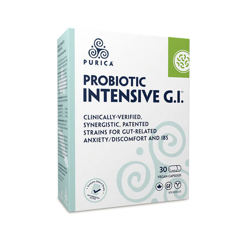 PURICA Probiotic Intensive GI focuses on healthy gastrointestinal function through a patented blend of three unique clinical probiotic strains.